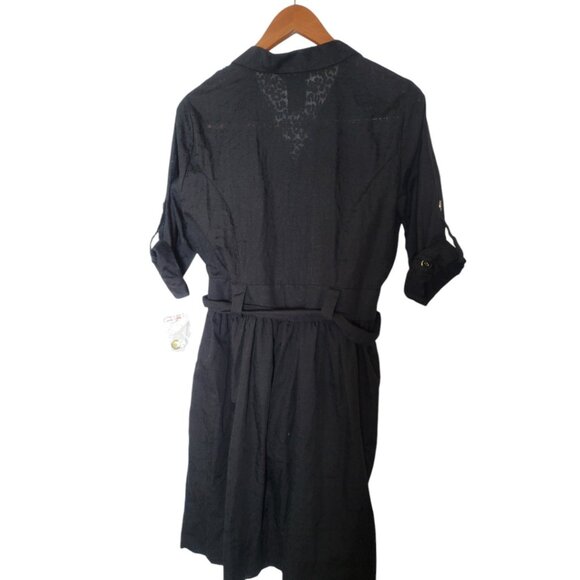 Women's B. Smart NWT Black Button Down Dress Casual Summer Light - Picture 4 of 4